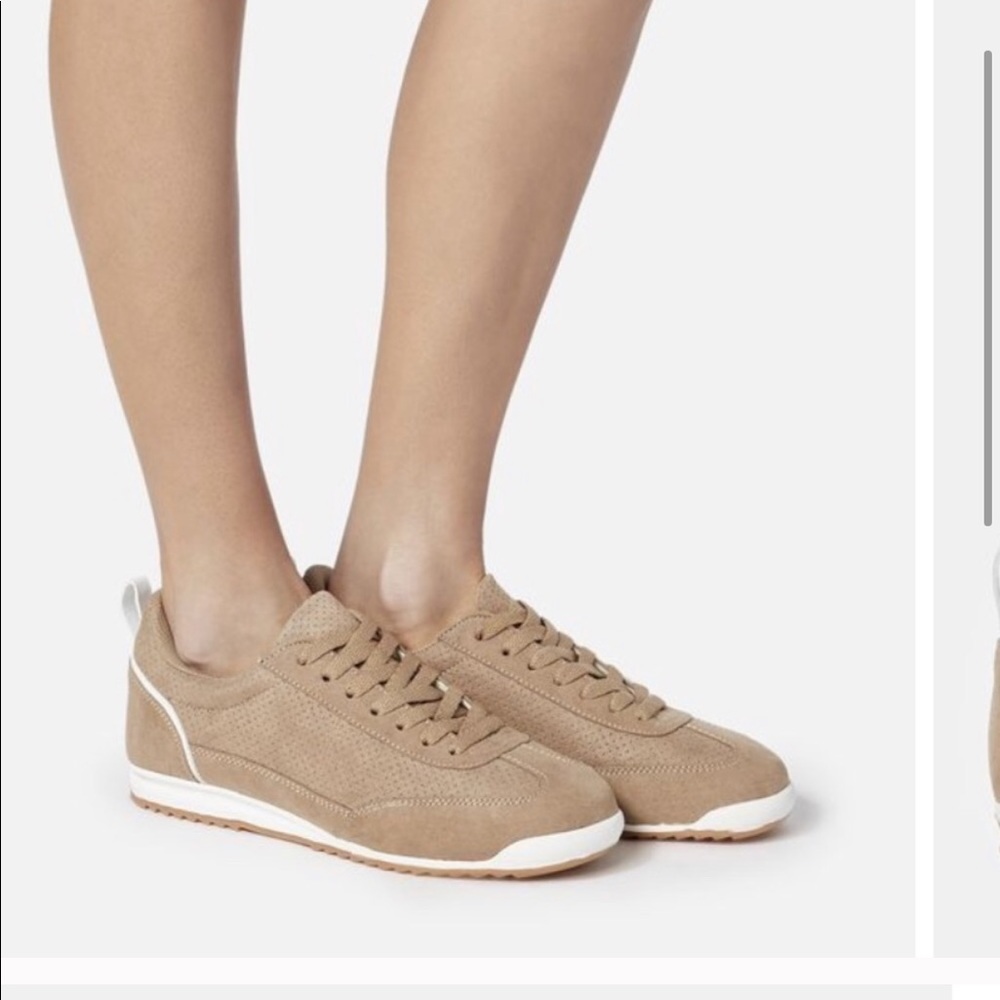 Tan creme lace up tennis sneakers shoes